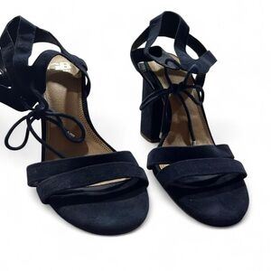 Gianni Bini Navy Suede Block Heels Strap Knot Closure Women’s 9.5M